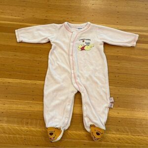 Winnie the Pooh Disney Light pink velour footed onesie